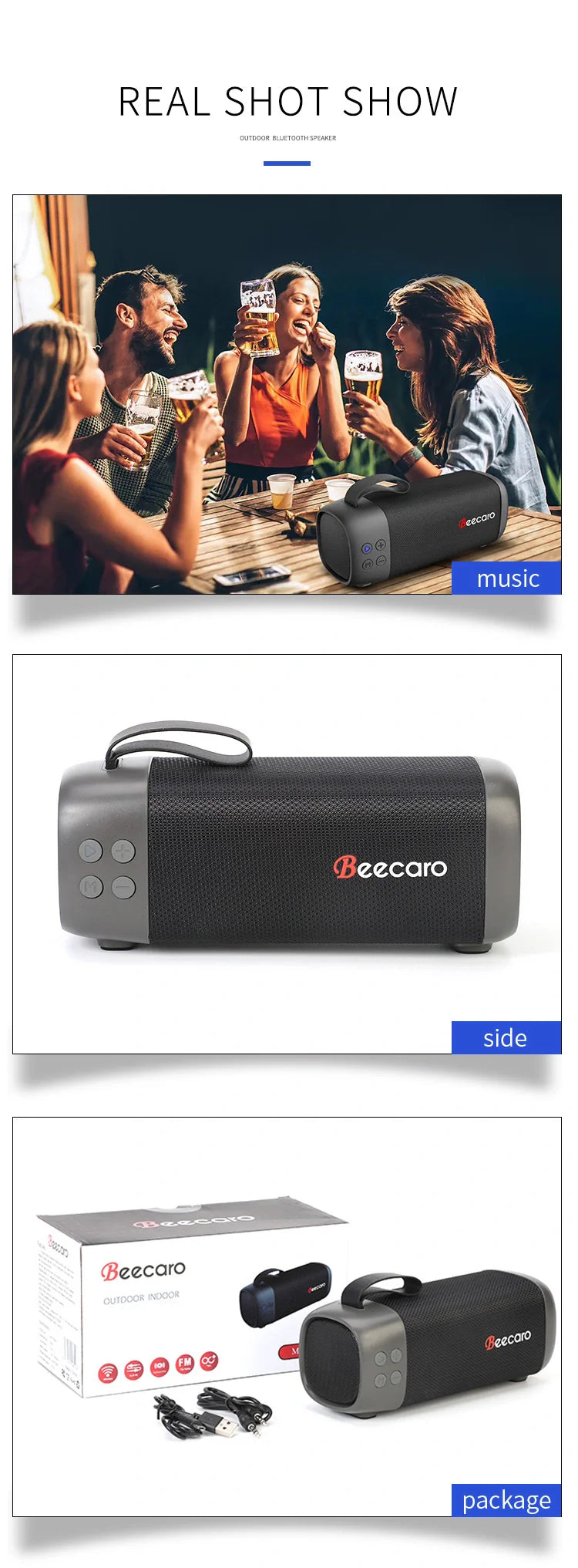 BEECARO GF401 Portable Outdoor Indoor Boombox Portable Smart Bluetooth Speaker With Bluetooth Wireless