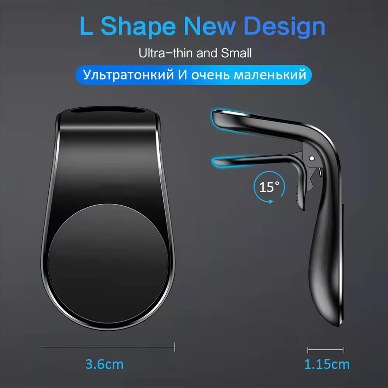 Car Phone Holder, L Shaped Vent Clip Magnetic Phone Holder, Car Magnetic Holder is Suitable for iPhone, Samsung, Huawei