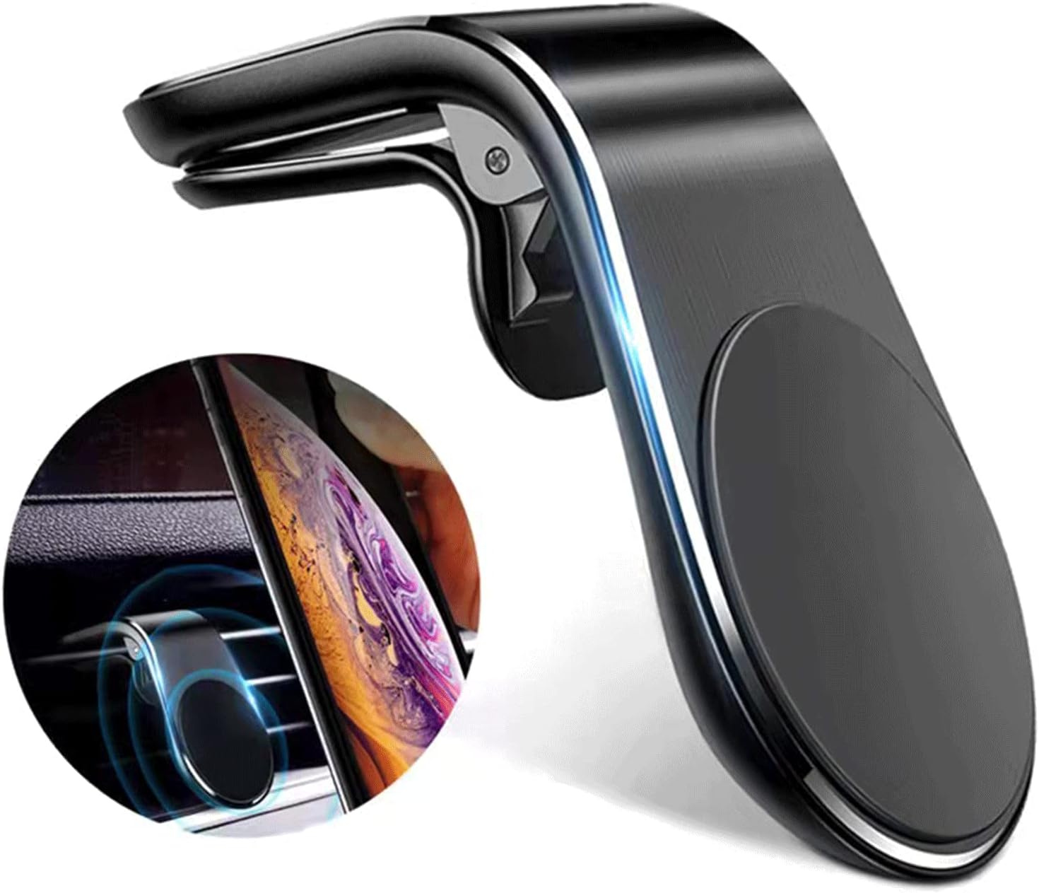 Car Phone Holder, L Shaped Vent Clip Magnetic Phone Holder, Car Magnetic Holder is Suitable for iPhone, Samsung, Huawei
