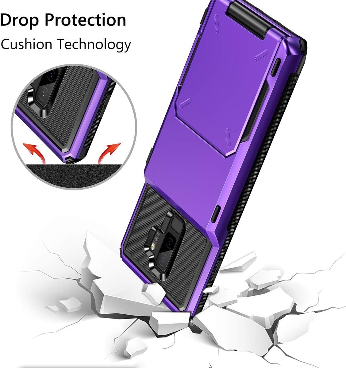 Wallet Case for Samsung Galaxy S9 Plus – 4 Card Slot Holder, Rugged Dual Layer Protective Cover
