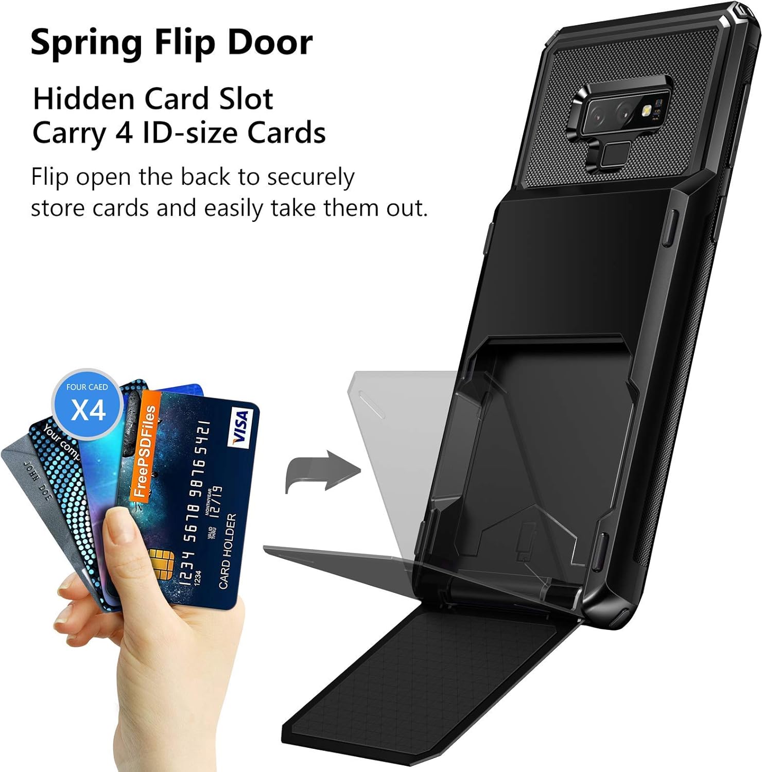 Vofolen Wallet Case for Samsung Galaxy Note 9 – 4 Card Slot Holder, Rugged Dual Layer Protective Cover