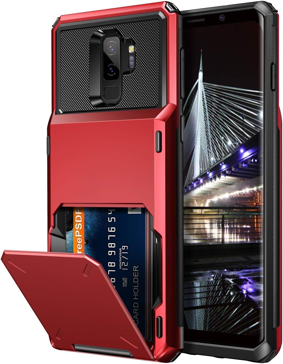 Wallet Case for Samsung Galaxy S9 Plus – 4 Card Slot Holder, Rugged Dual Layer Protective Cover