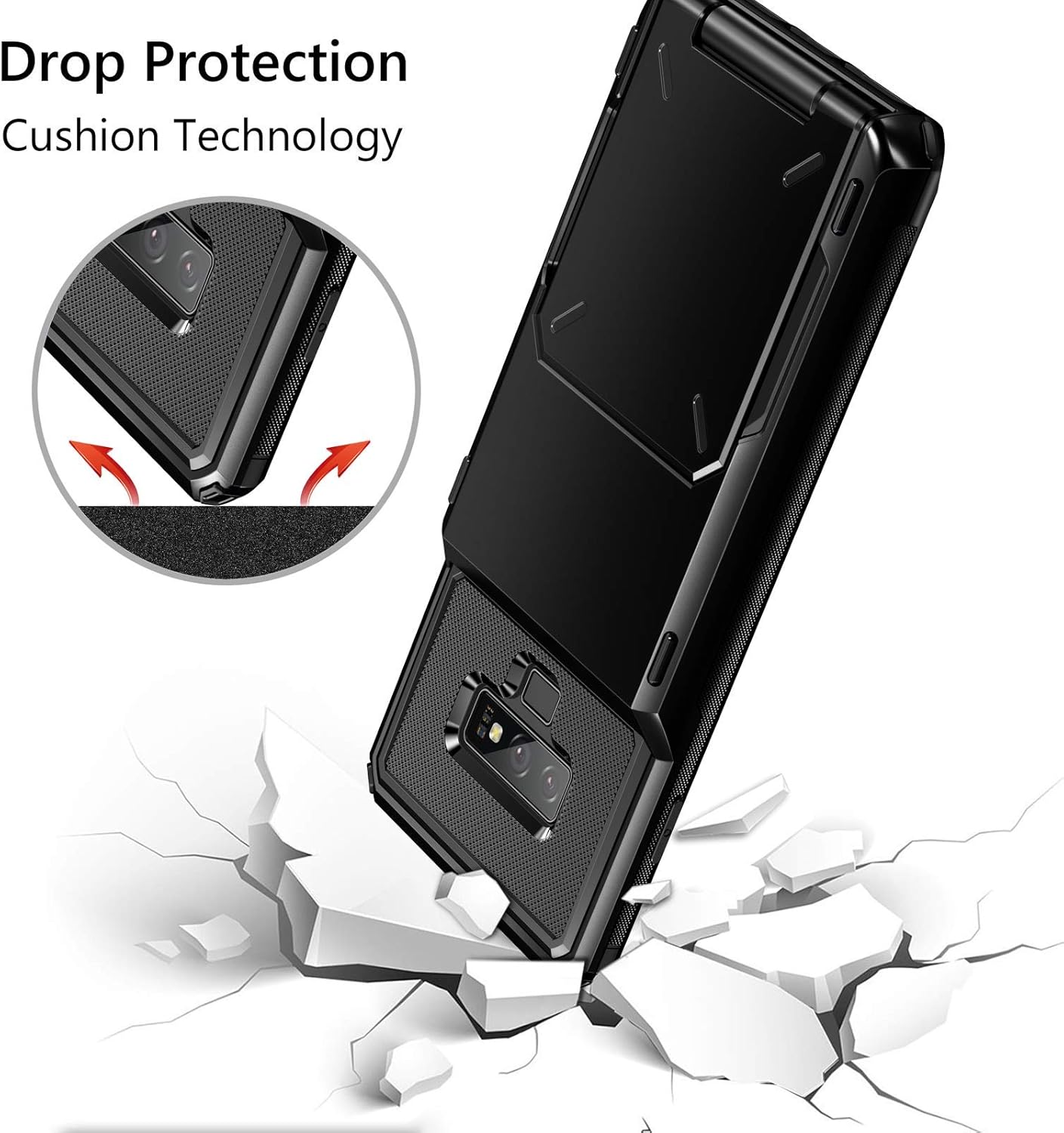 Vofolen Wallet Case for Samsung Galaxy Note 9 – 4 Card Slot Holder, Rugged Dual Layer Protective Cover