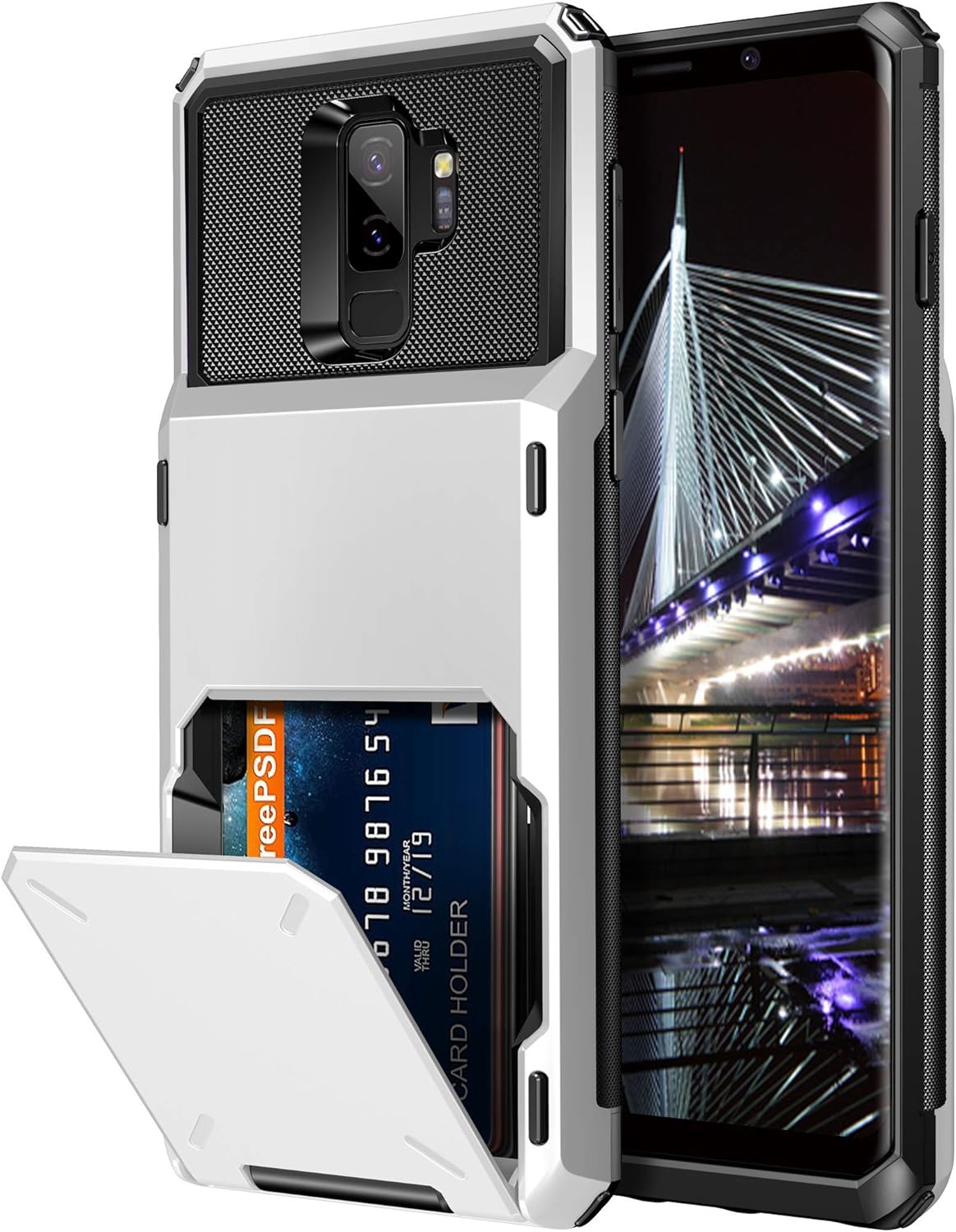 Wallet Case for Samsung Galaxy S9 Plus – 4 Card Slot Holder, Rugged Dual Layer Protective Cover