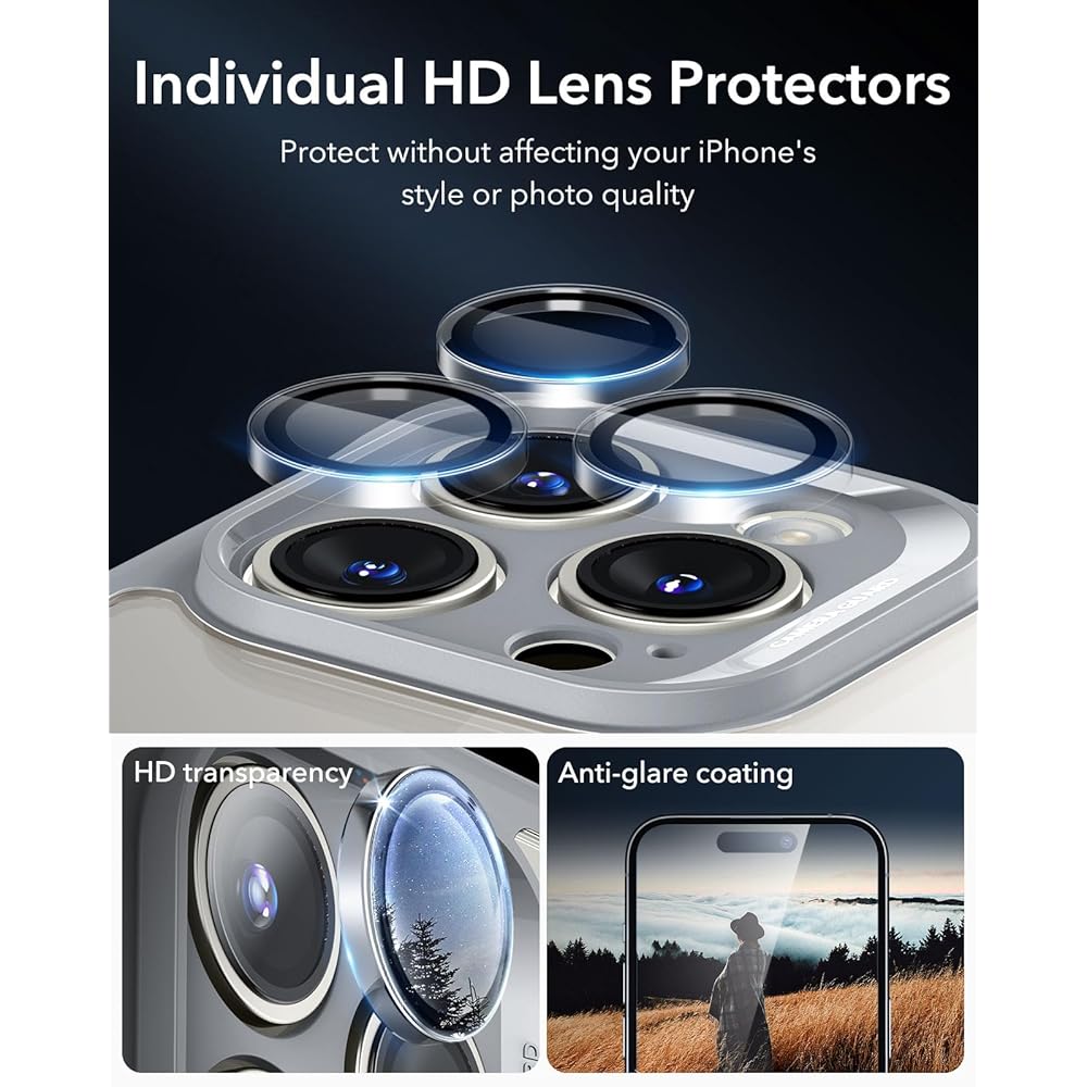 Apple iPhone 16 Camera Clear Lens Protector – Tempered Glass with Easy Auto-Alignment Tray