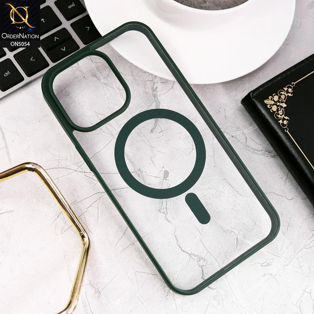 iPhone 15 - New Clear Transparent Back Magnetic Magsafe with Soft Borders Case