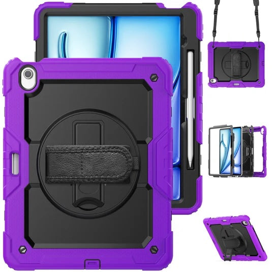 iPad Mini 4 / 5 Case with 360° Rotating Hand Strap – Rugged Shockproof Cover with Kickstand & Shoulder Strap