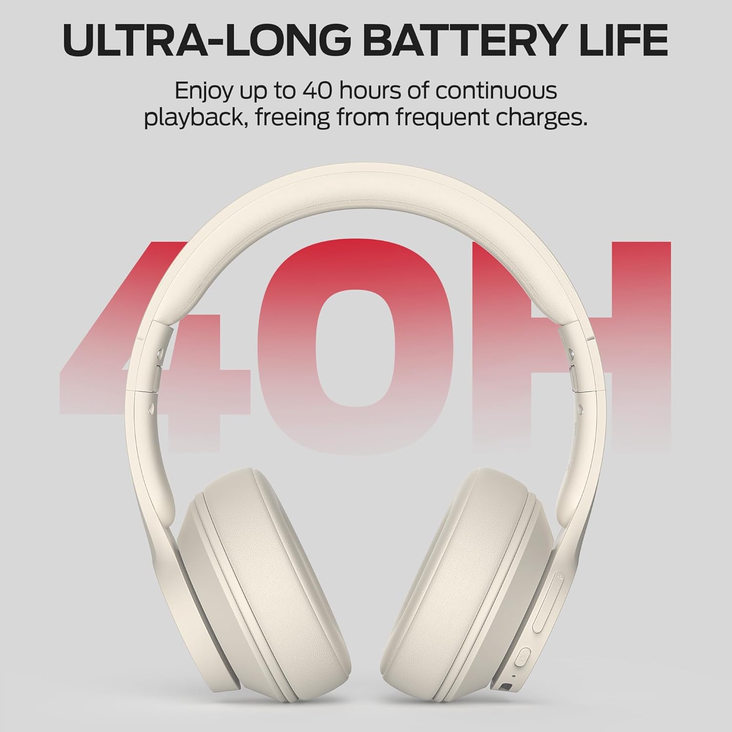 Monster Mission 100 Bluetooth Headphones, On Ear Headphones with Immersive Bass, Crystal Clear Call, 40H Playtime, Bluetooth 5.4, Comfortable Fit Wireless Headset for Travel Work (Beige)