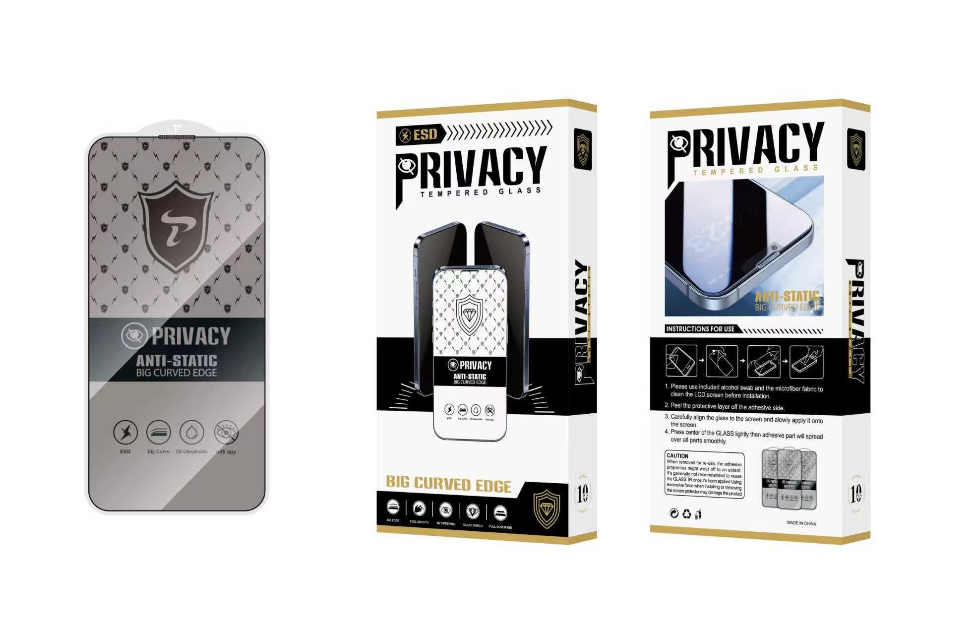 Apple iPhone 16 Privacy Screen Protector – Edge-to-Edge Glass with Ear Speaker Mesh