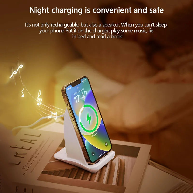 3 in 1 Wireless Charger Magnetic Foldable Charging Wireless Charger Led Lamp Wireless Charger Clock