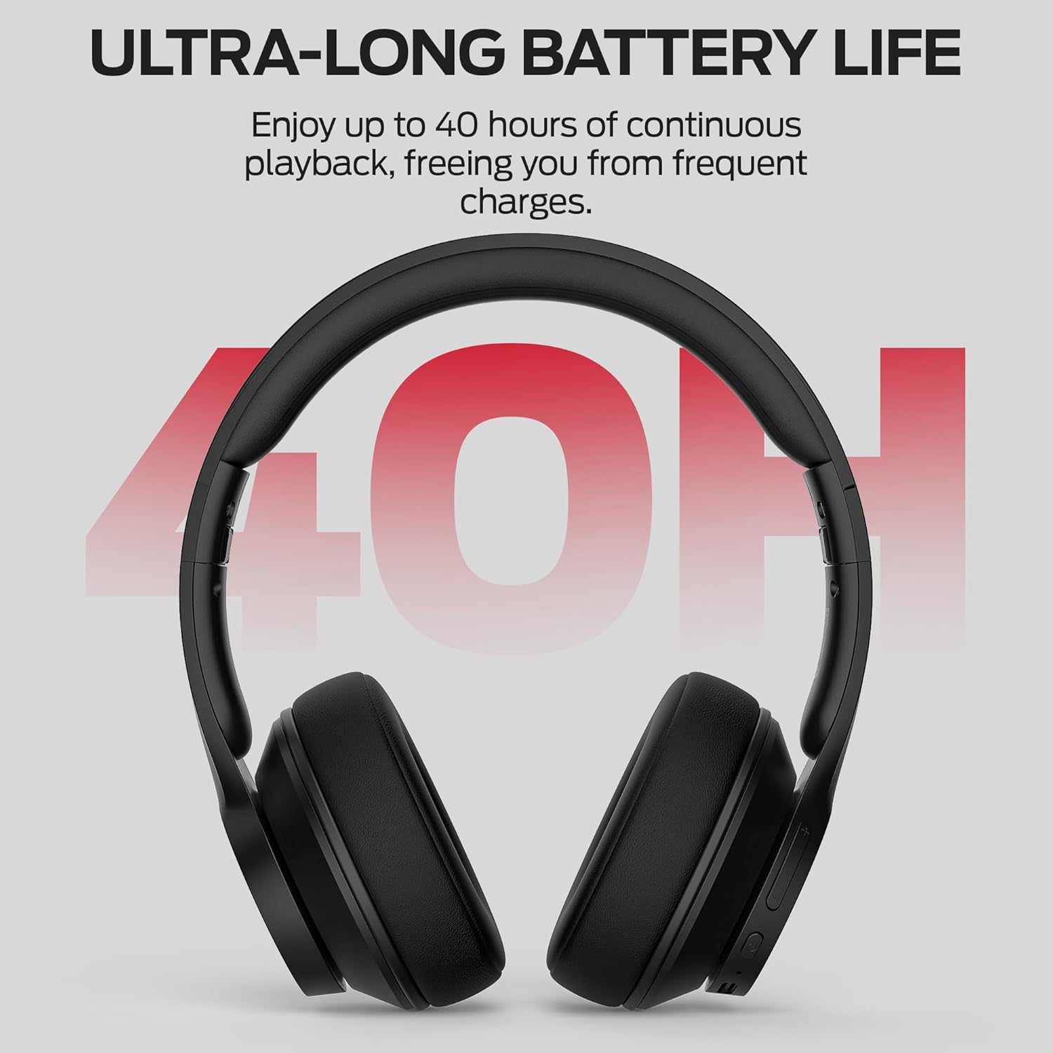 Monster Mission 100 Bluetooth Headphones, On Ear Headphones with Immersive Bass, Crystal Clear Call, 40H Playtime, Bluetooth 5.4, Comfortable Fit Wireless Headset for Travel Work (Black)