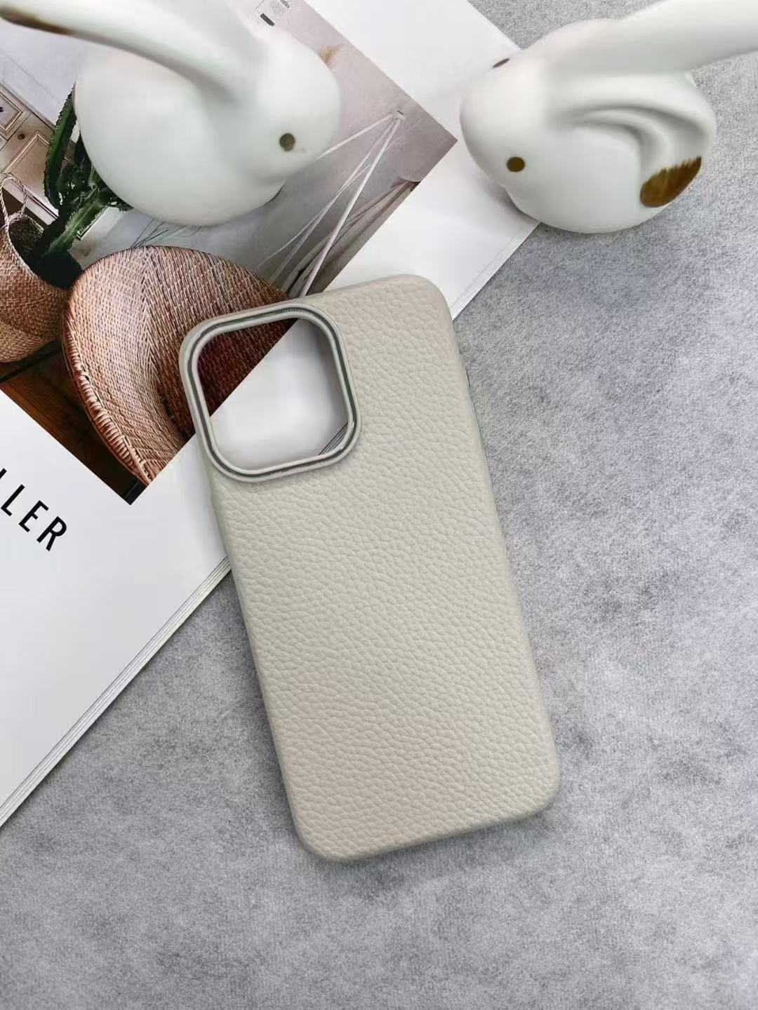 iPhone 16 Lychee Pattern magsafe Leather Case Anti-Fingerprint Anti-Slip Protective Cover 16