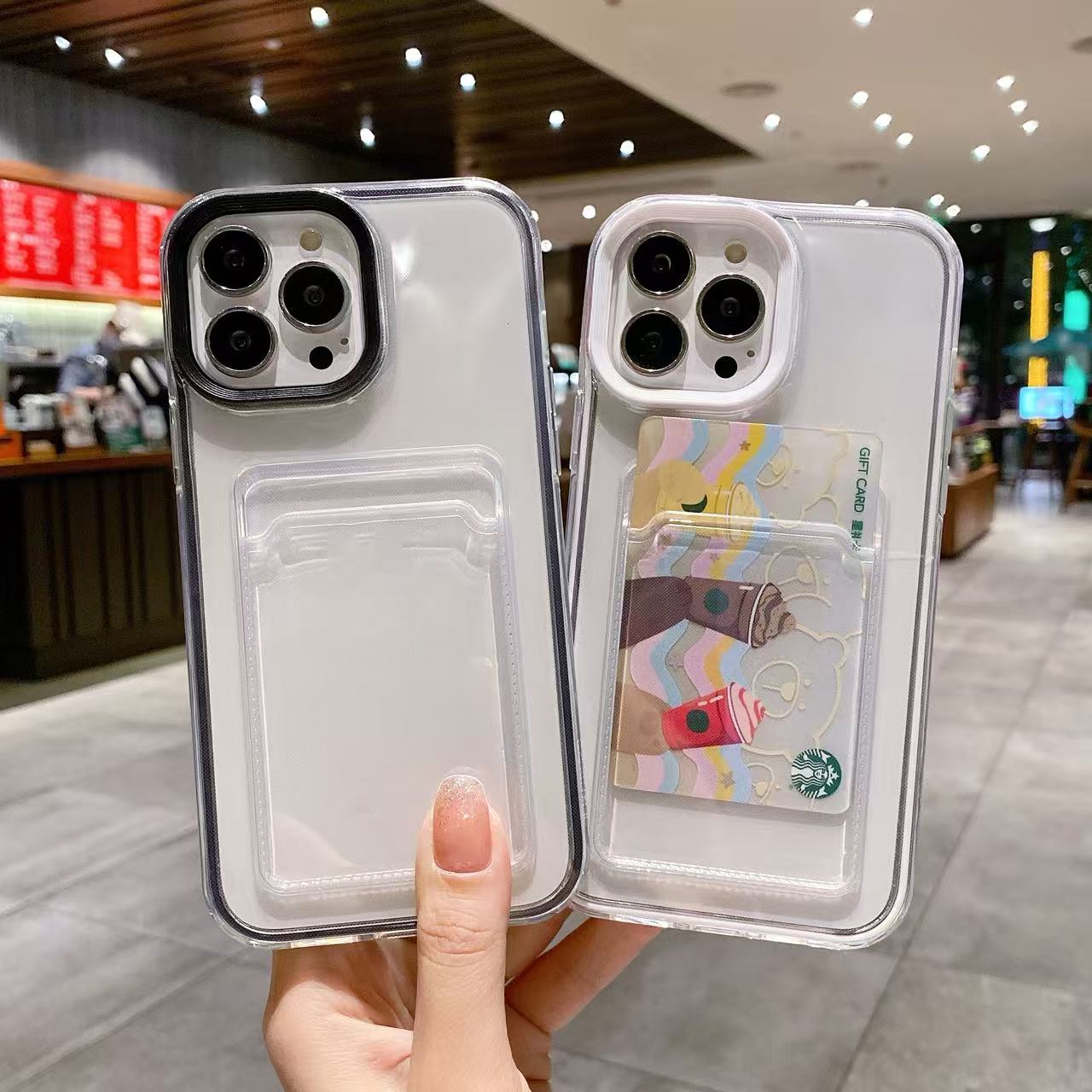 iPhone 16 Transparent 2 piece bumper Card Holder Wallet Case for iPhone 16