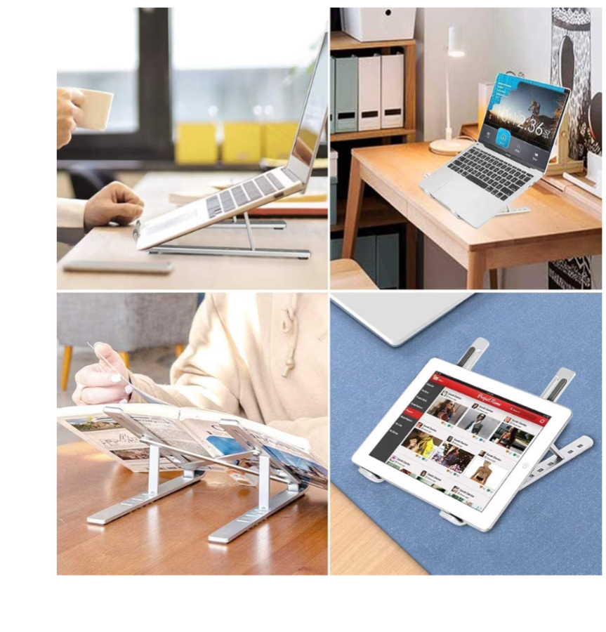Portable Adjustable Tablet Computer Stand Aluminum Alloy Folding Laptop Stand Compatible MacBook Air Pro, HP More 10-15.6
