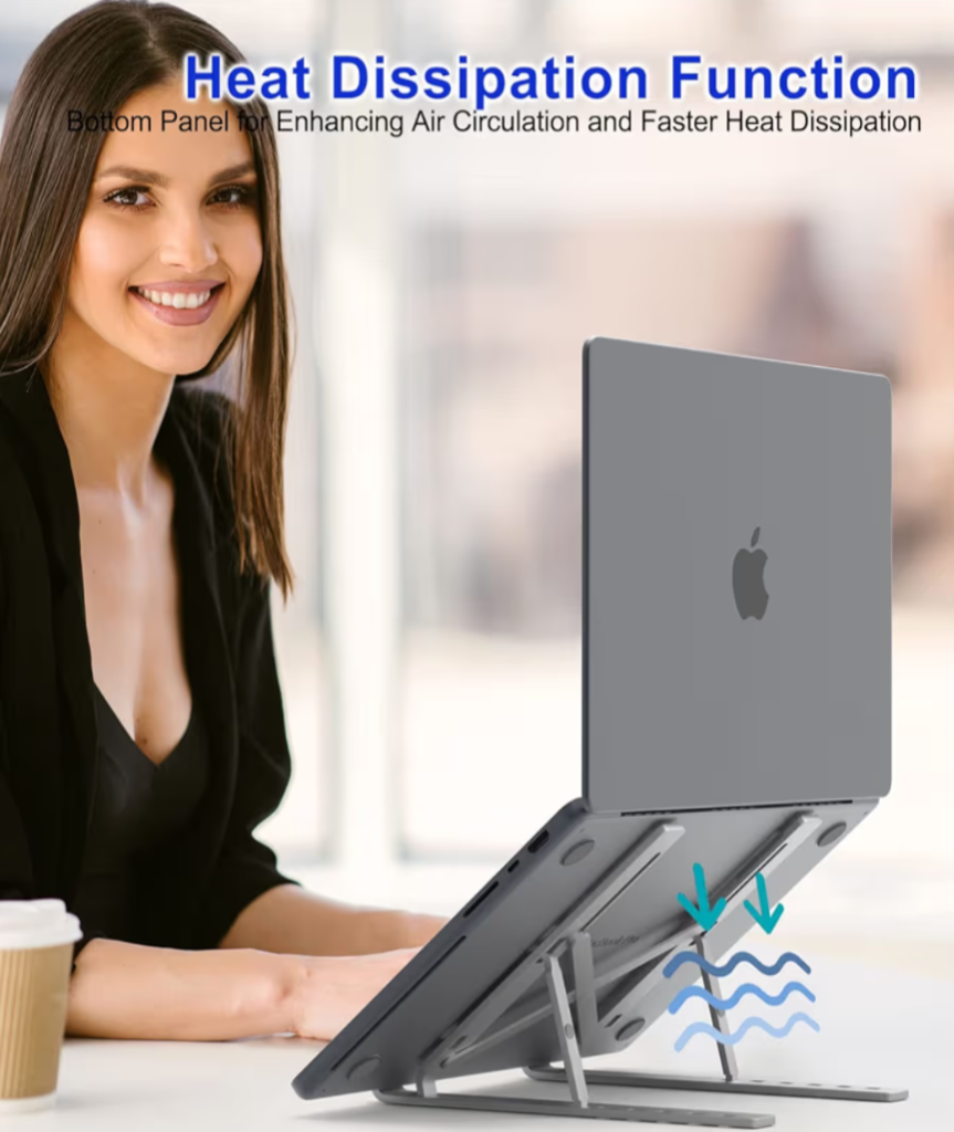 Portable Adjustable Tablet Computer Stand Aluminum Alloy Folding Laptop Stand Compatible MacBook Air Pro, HP More 10-15.6
