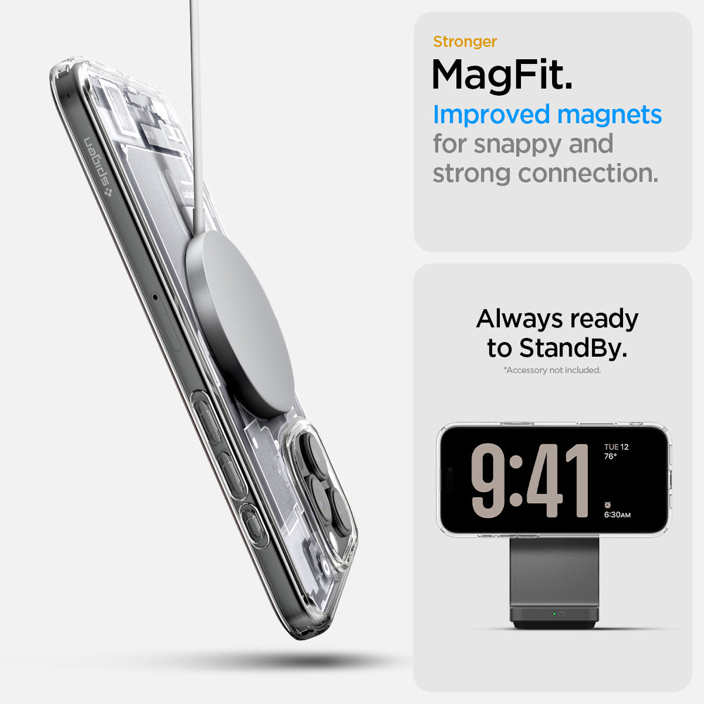 SPIGEN Ultra Hybrid Neo One MagFit for iPhone 15, Compatible with MagSafe Magnetic Ring, Sleek Internal Design Air Cushion TPU Bumper Raised Edges Cover