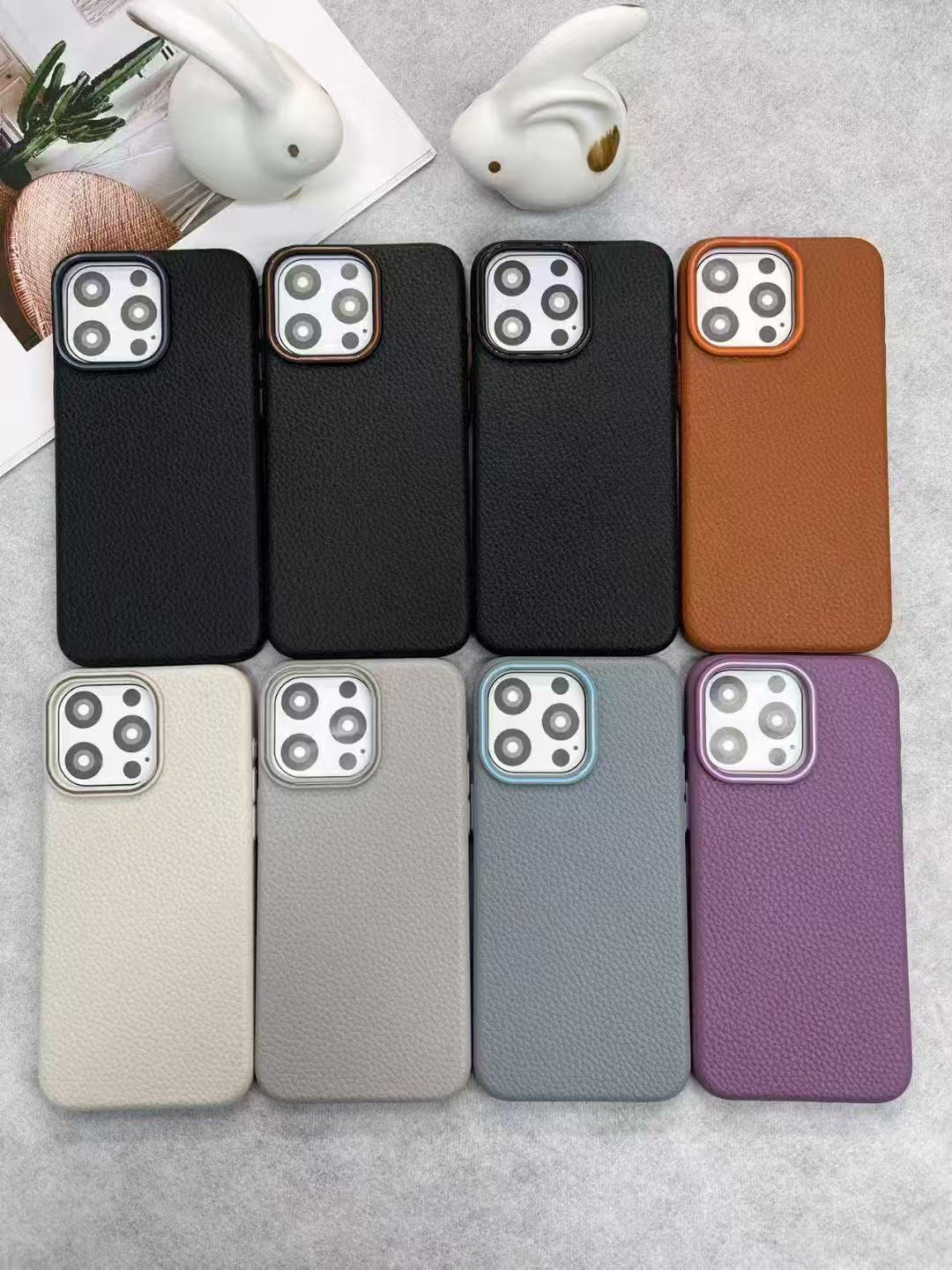 iPhone 16 Lychee Pattern magsafe Leather Case Anti-Fingerprint Anti-Slip Protective Cover 16
