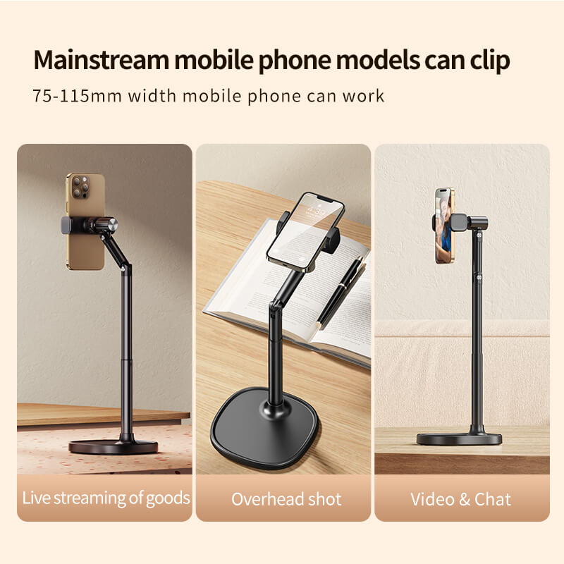 Phone Holder 360° Rotatable Live Broadcast Bracket Height Adjustable Desktop Mobile Phone Stand for iPhone Samsung Phone Holder