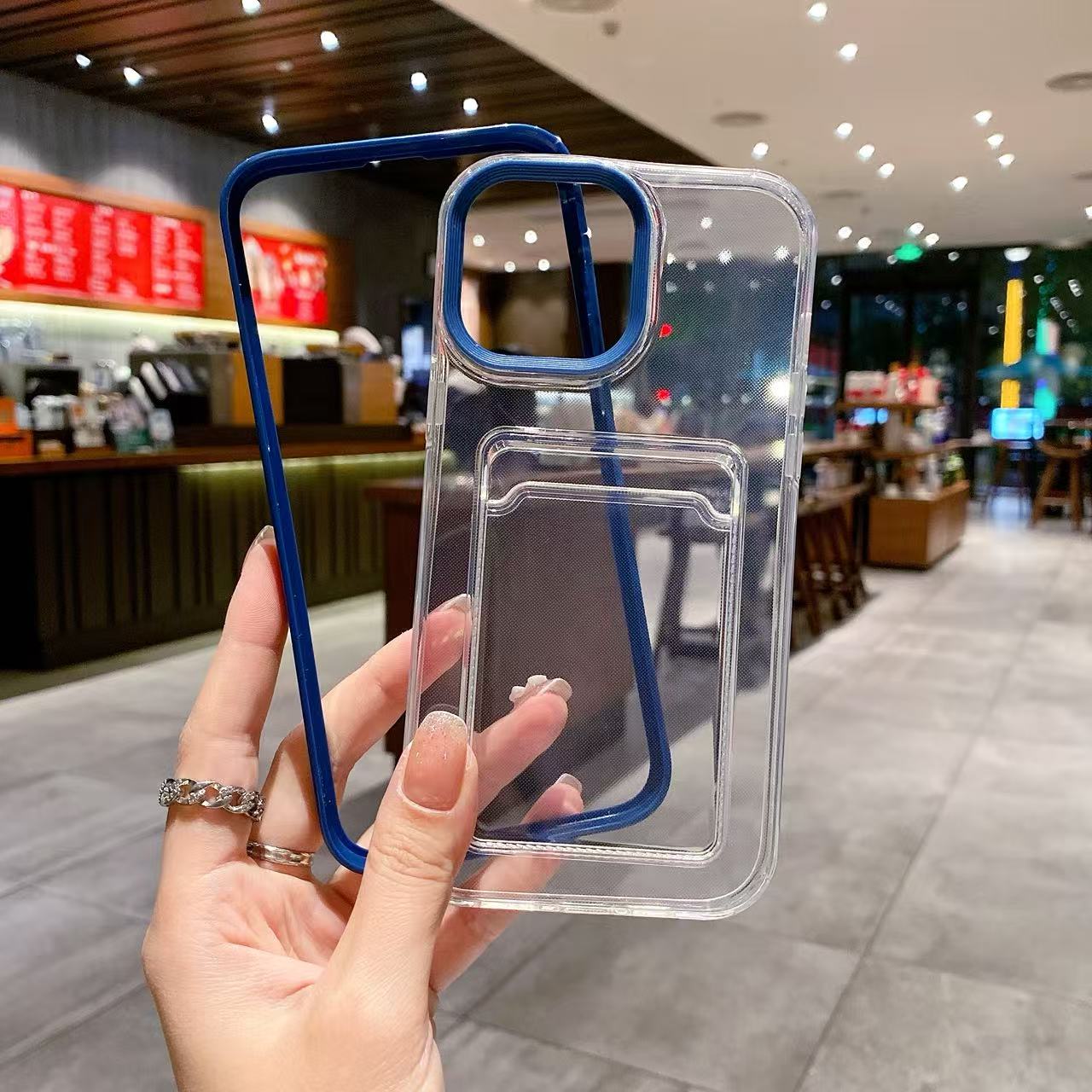 iPhone 16 Transparent 2 piece bumper Card Holder Wallet Case for iPhone 16