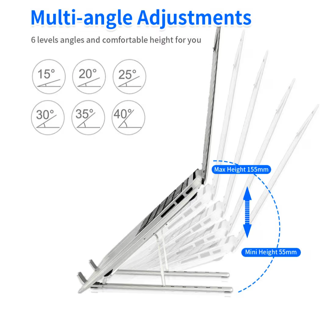 Portable Adjustable Tablet Computer Stand Aluminum Alloy Folding Laptop Stand Compatible MacBook Air Pro, HP More 10-15.6