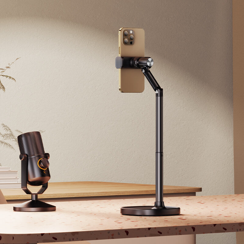 Phone Holder 360° Rotatable Live Broadcast Bracket Height Adjustable Desktop Mobile Phone Stand for iPhone Samsung Phone Holder