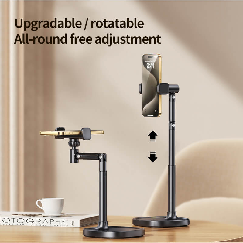 Phone Holder 360° Rotatable Live Broadcast Bracket Height Adjustable Desktop Mobile Phone Stand for iPhone Samsung Phone Holder