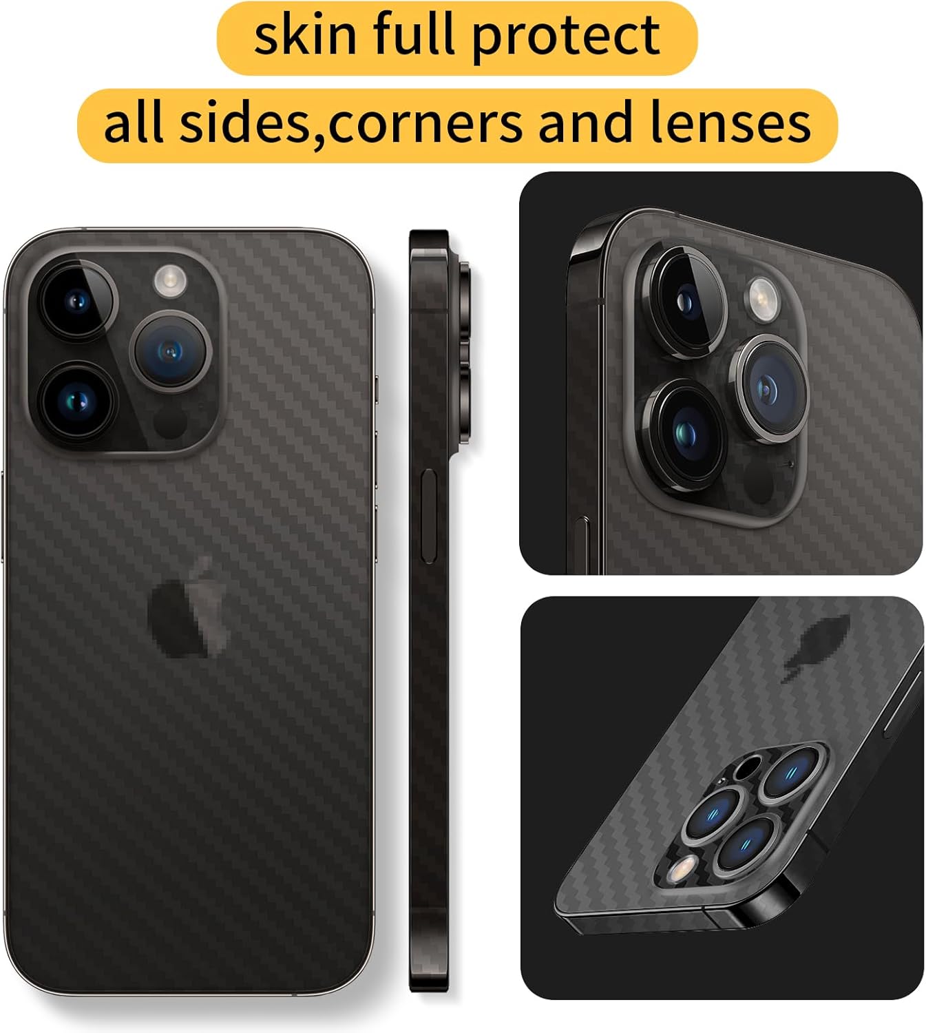 iphone Skin Wrap Transparent Carbon Fiber for Back for Back Side Borders Camera Vinyl Slim Decal Glass Protector Film