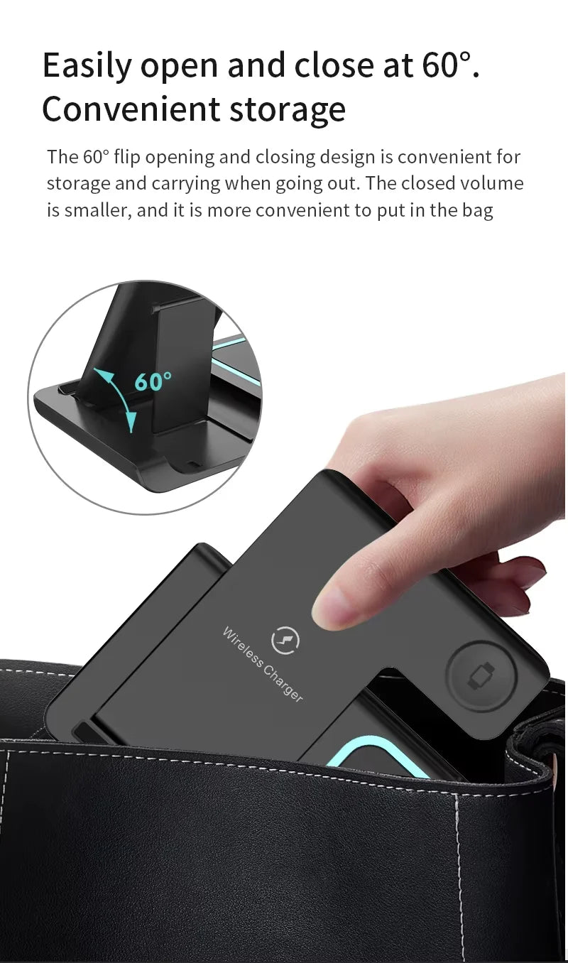 Universal 15W X455 3 in 1 Magnetic Wireless Charger Phone Stand Fast Wireless Station Magnetic Mobile Phone Holder