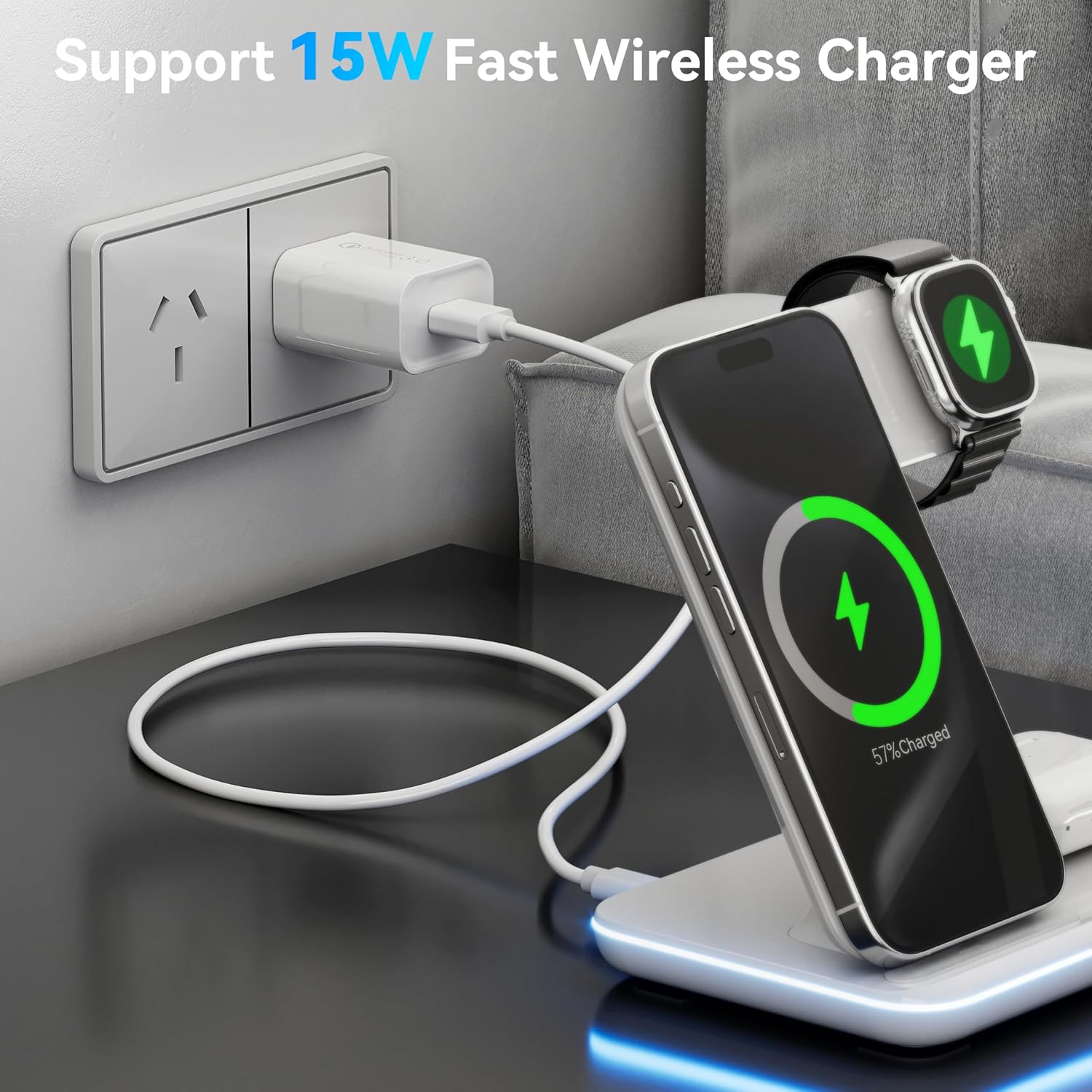 QUALCOMM 3.0 USB Charger, 18W Quick Fast USB Wall Charger AU Plug for Fast Charging Plugs Compatible Samsung Galaxy S20 S10 M31, iPhone, iPad (White)