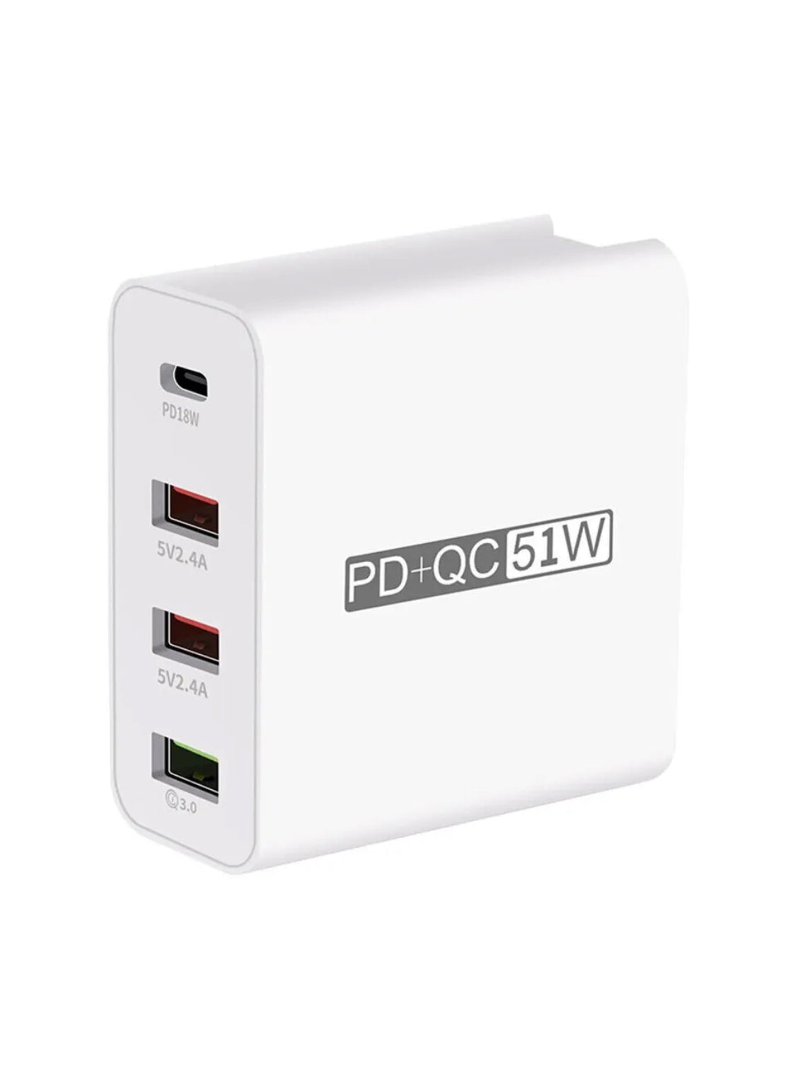 Smart 51W 4 Multi-Port PD QC3.0 Type C USB Hub Wall Charger Adapter Fast Charger