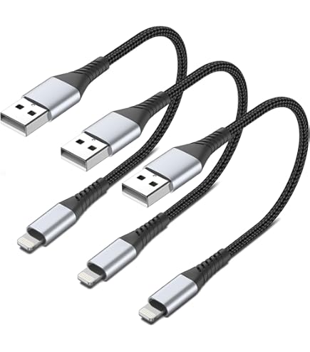 3-Pack Short USB-A to Lightning Cables (30cm) – Fast Charging & Data Sync