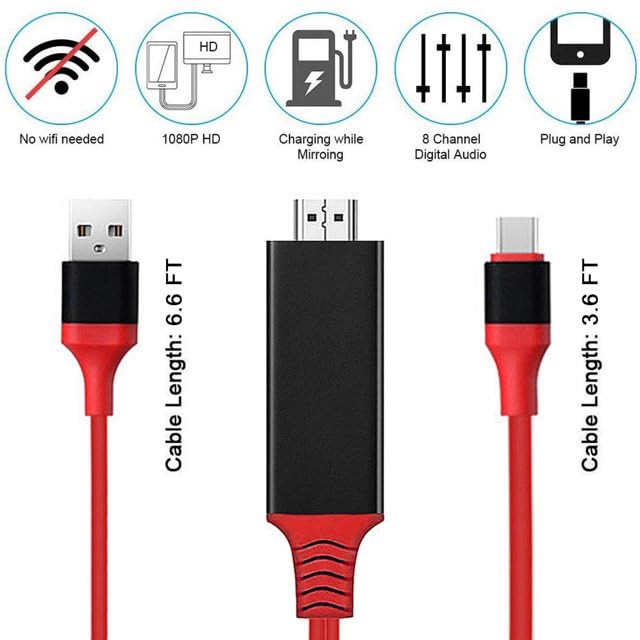 Pbuddy USB Type C to HDMI-Compatible Mirroring Charging Cable 4K for Android Phone