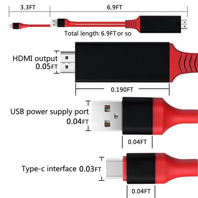 Pbuddy USB Type C to HDMI-Compatible Mirroring Charging Cable 4K for Android Phone