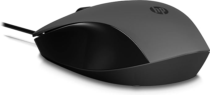 HP 150 Mouse (Wired Mouse, up to 1600 DPI, Right Handed Mouse, Left-Handed Mouse) Black