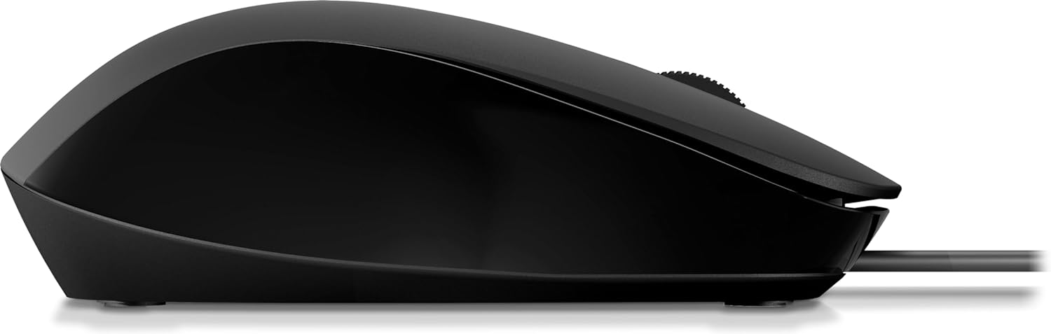 HP 150 Mouse (Wired Mouse, up to 1600 DPI, Right Handed Mouse, Left-Handed Mouse) Black
