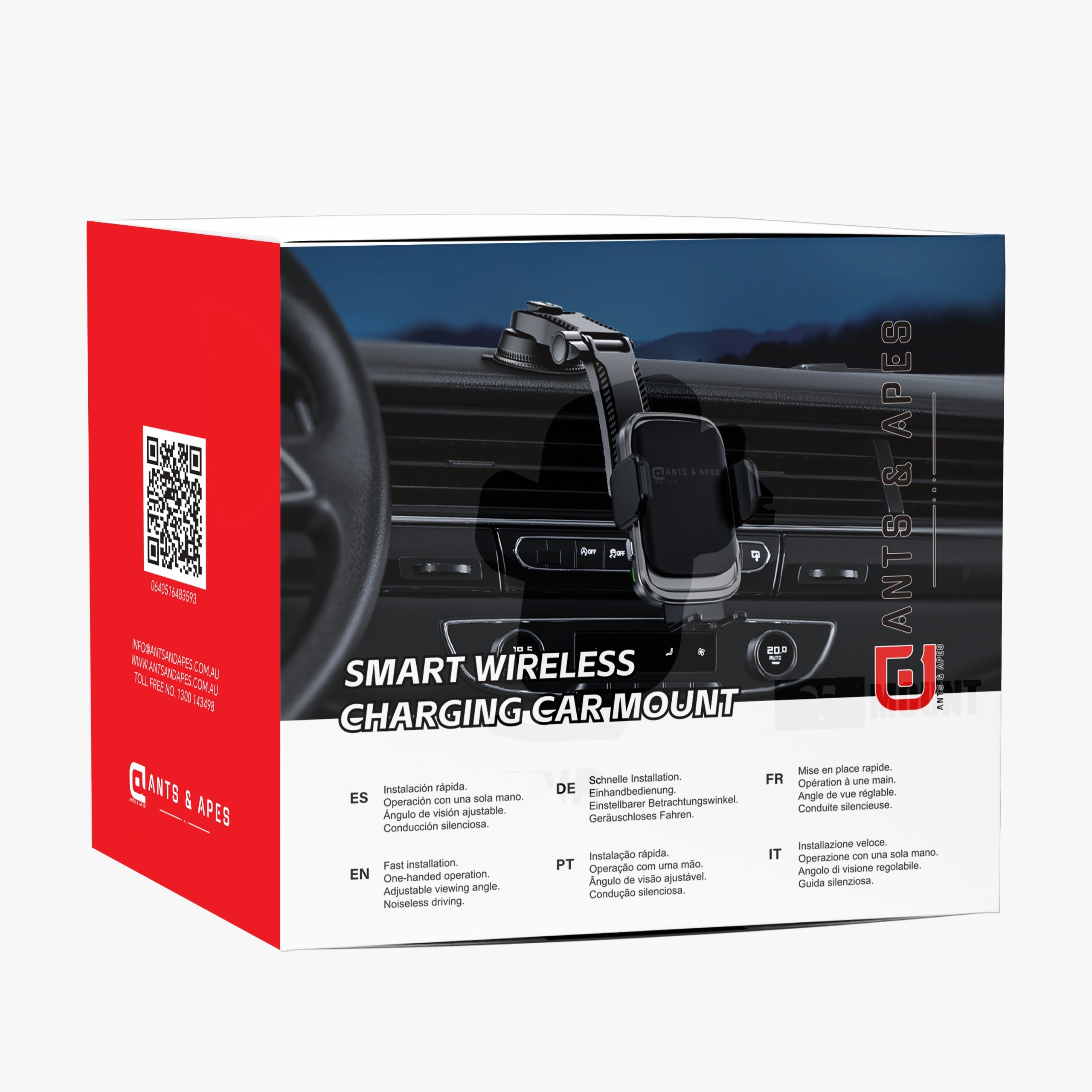 Ants & Apes DYNA-GRIP 15W QI Premium Qi Car Wireless charging Mount Vent Dashboard Windscreen Secure Cell Phone Holder Rotatable Swing 360 Degree Phone Holder for iPhone x xs 11 12 13 14 15 16 pro max Samsung s20 s21 s22 s23 s24 Fe Plus Ultra