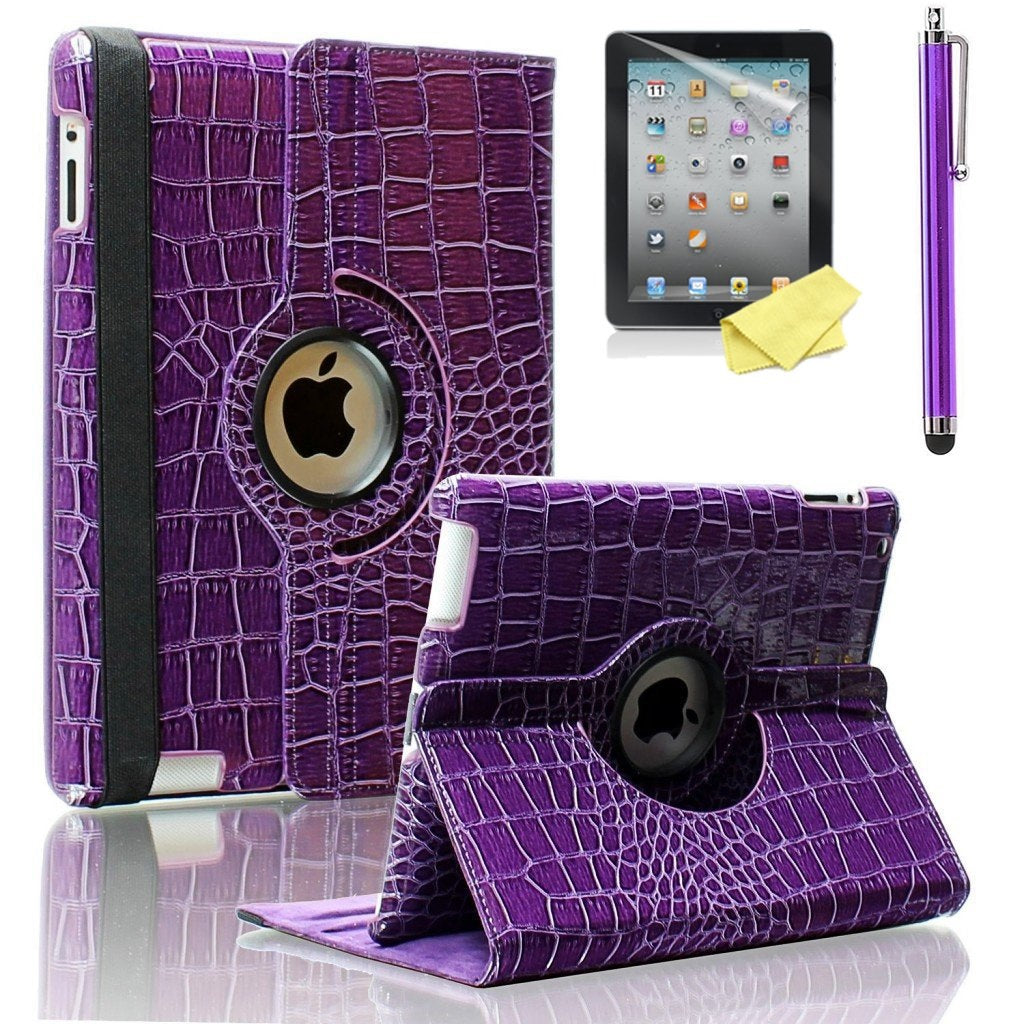 Premium Rotating Leather Alligator Print iPad Case – Fits iPad 5/6 - 9.7
