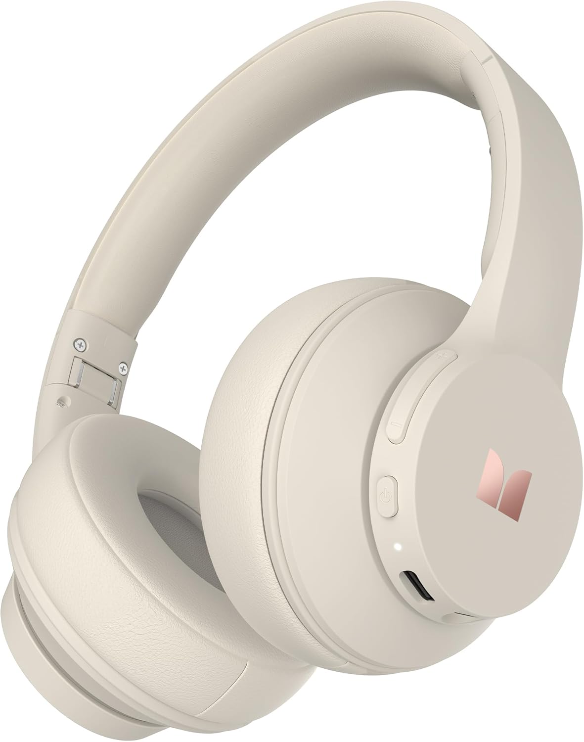 Monster Mission 100 Bluetooth Headphones, On Ear Headphones with Immersive Bass, Crystal Clear Call, 40H Playtime, Bluetooth 5.4, Comfortable Fit Wireless Headset for Travel Work (Beige)