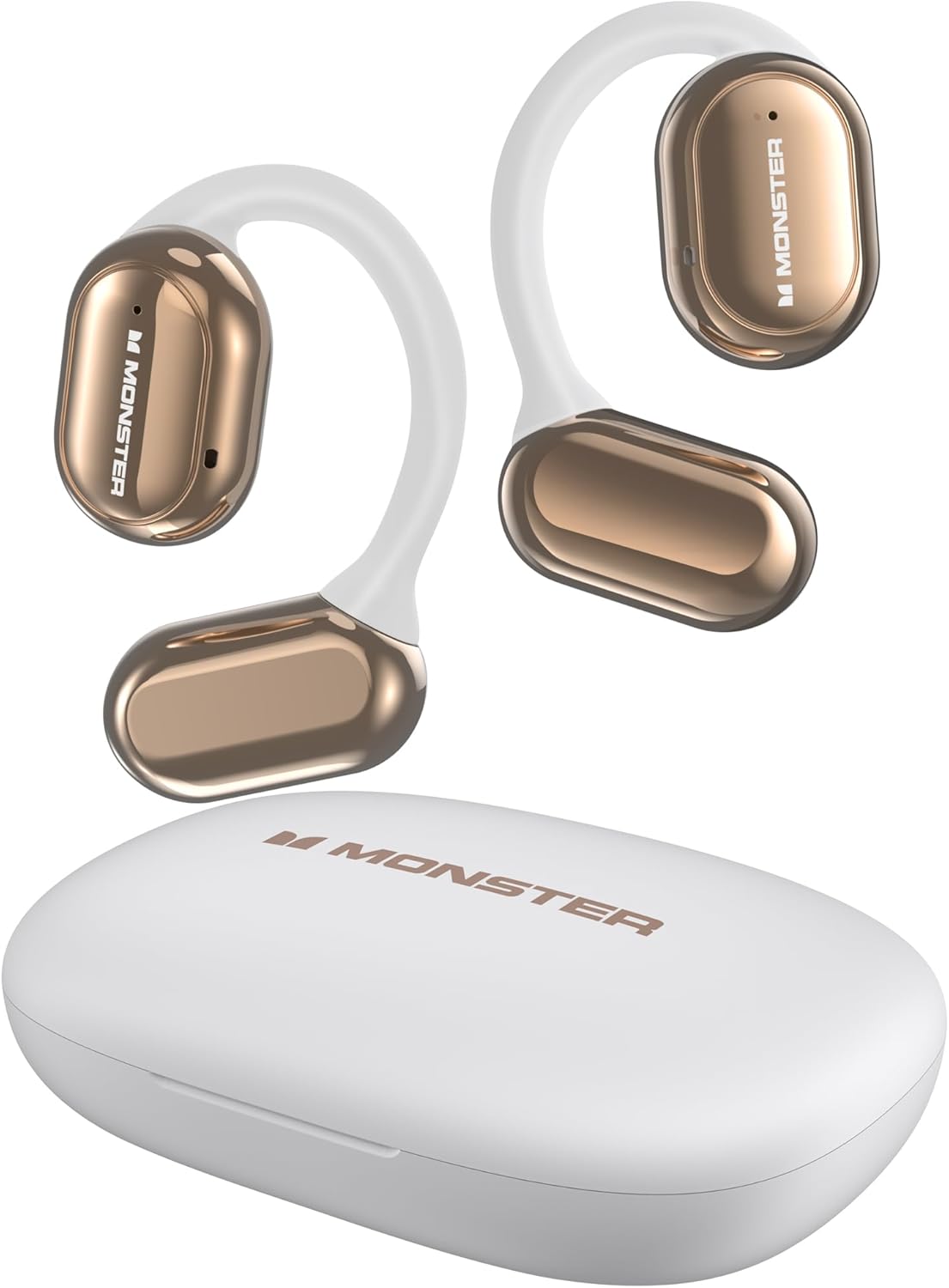 Monster Open Free AC100 Open Ear Headphones, Bluetooth 5.3 Wireless Headphones with Earhooks, Immersive Stereo Sound by Dual Large Driver, Clear Talk, 30H Playtime,Waterproof Sport Earbuds for Running - Gold