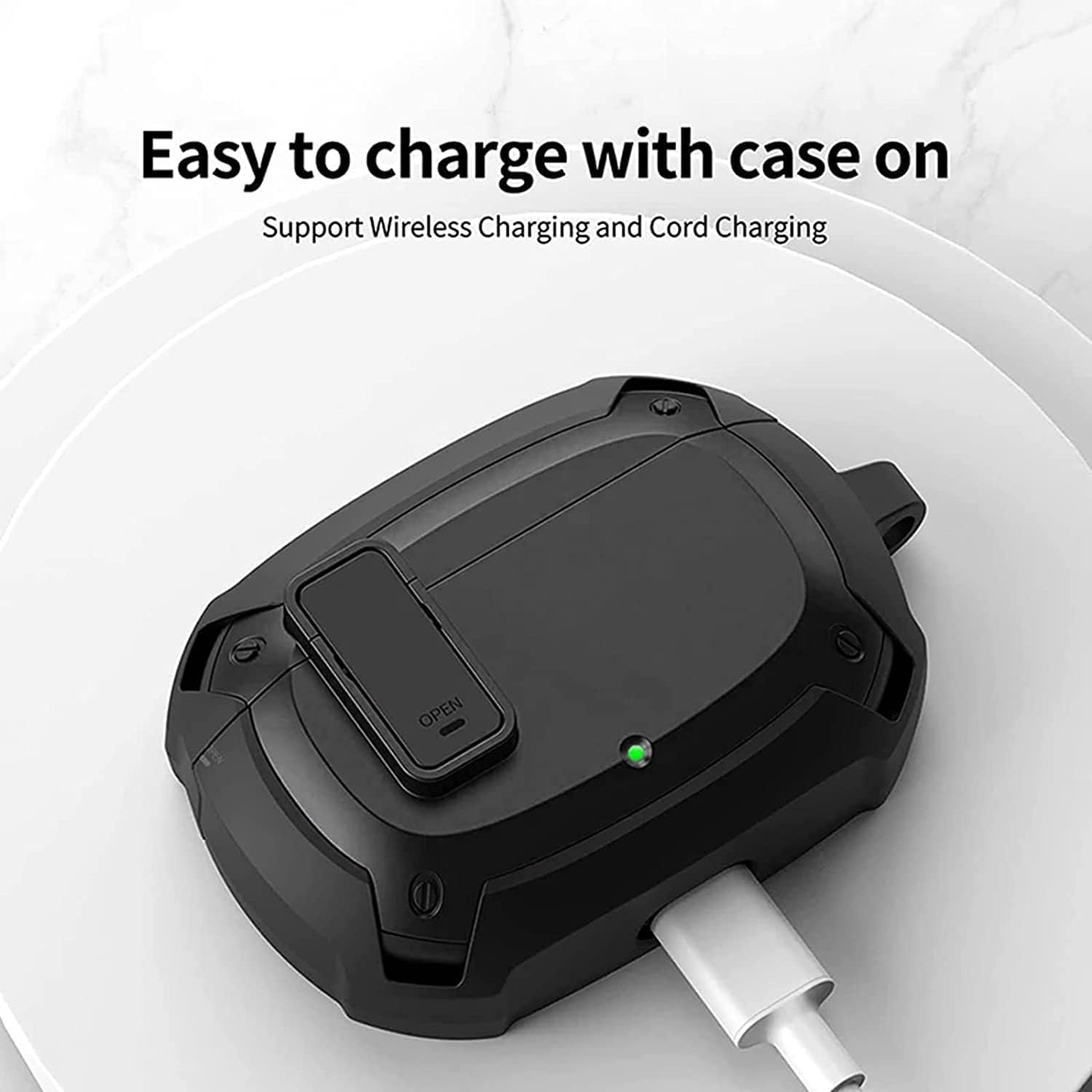 Shock-Proof Case for Google Pixel Buds A-Series – Rugged Hard PC & Soft TPU Protective Cover (Black)
