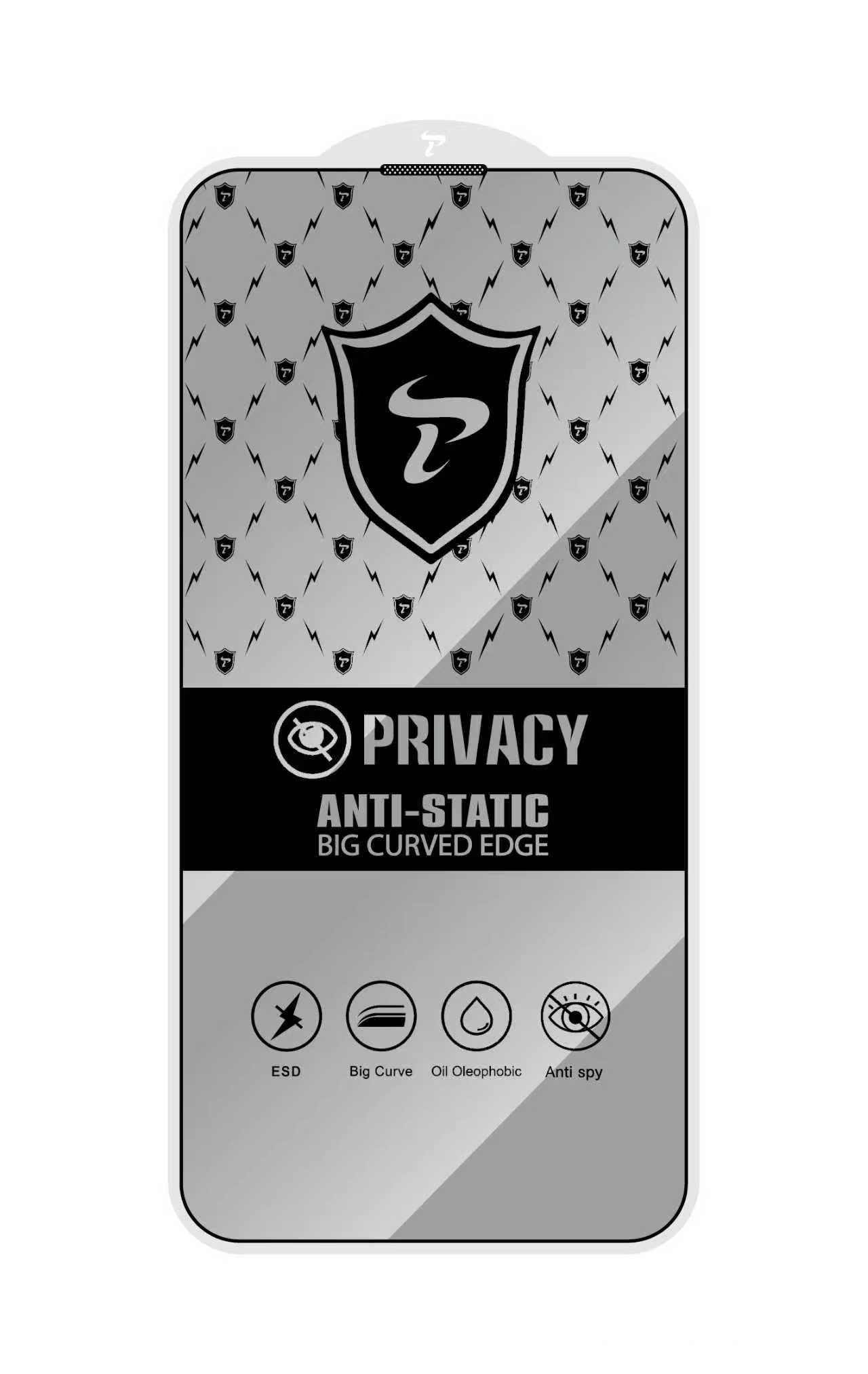 Apple iPhone 15 Privacy Screen Protector – Edge-to-Edge Glass with Ear Speaker Mesh