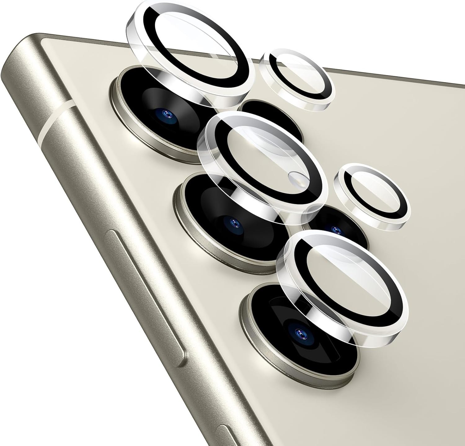 Samsung Galaxy S24 Camera Lens Protector – Individual Ultra-Thin Tempered Glass with Aluminum Edging, Case-Friendly (1 Set, Clear)