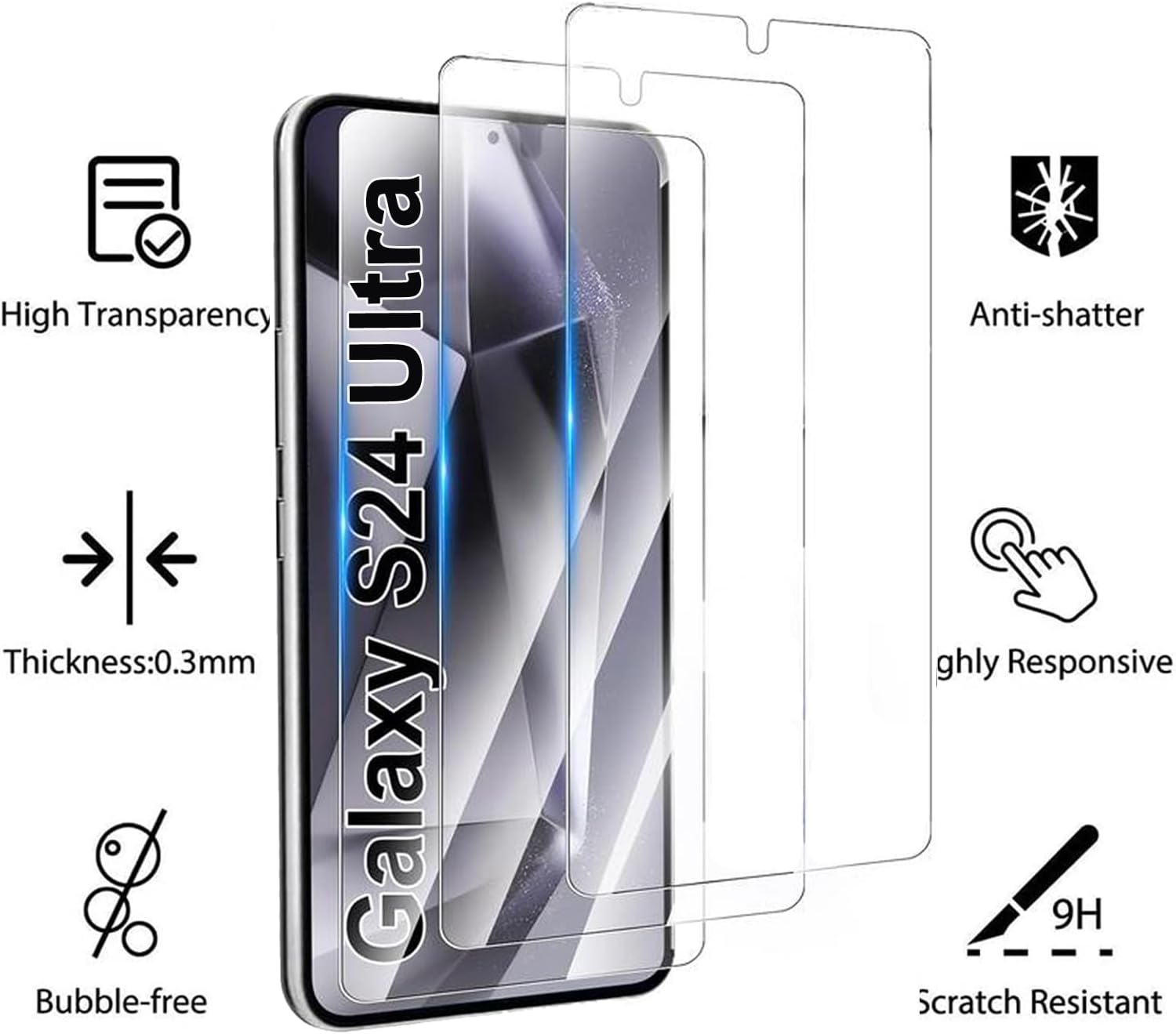 Samsung Galaxy S24 Clear Screen Protector – Case-Friendly, No Edge Coverage