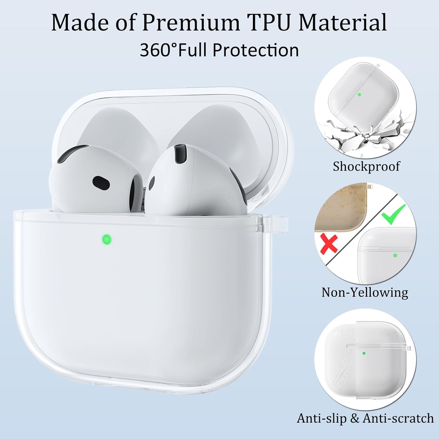 Apple AirPods 4 Cover - Anti-Scratch TPU Clear Hard Case