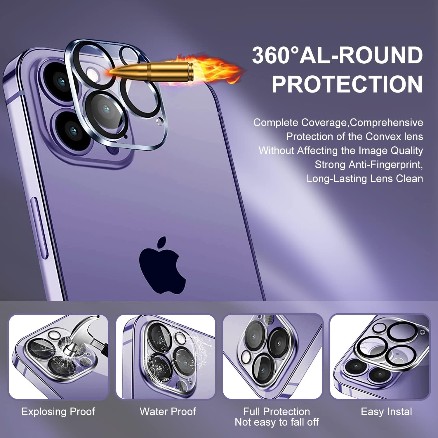 Camera Lens Screen Protector for iPhone 14 Pro / 14 Pro Max / 15 Pro / 15 Pro Max / 16 Pro / 16 Pro Max – 9H Hardness Transparent HD Tempered Glass