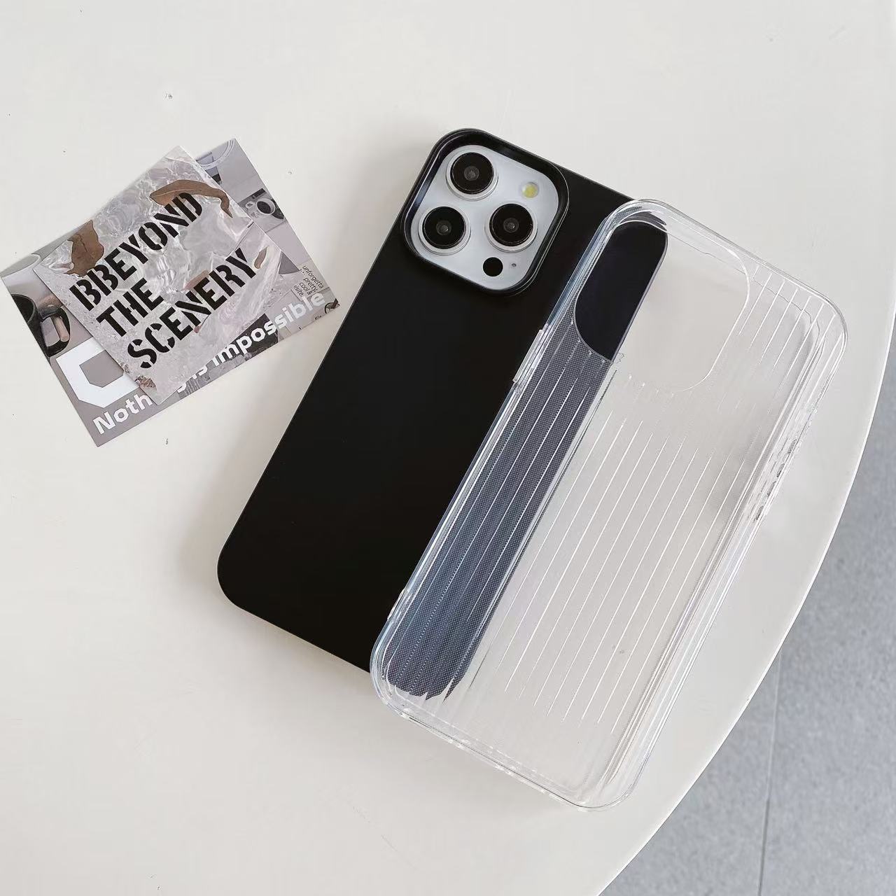 Two piece clear/black 16 Liquid Silicone Case for iPhone: MagSafe Compatible, Sporty Wireless Charging for 16