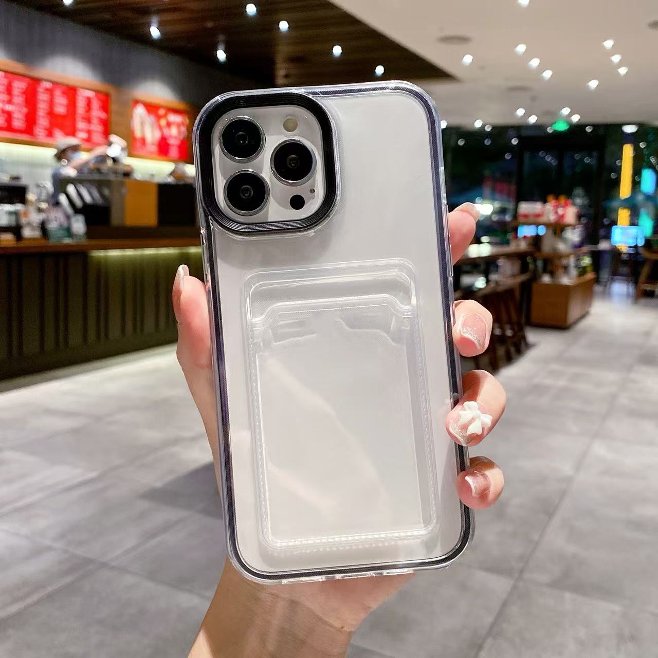 iPhone 16 Transparent 2 piece bumper Card Holder Wallet Case for iPhone 16