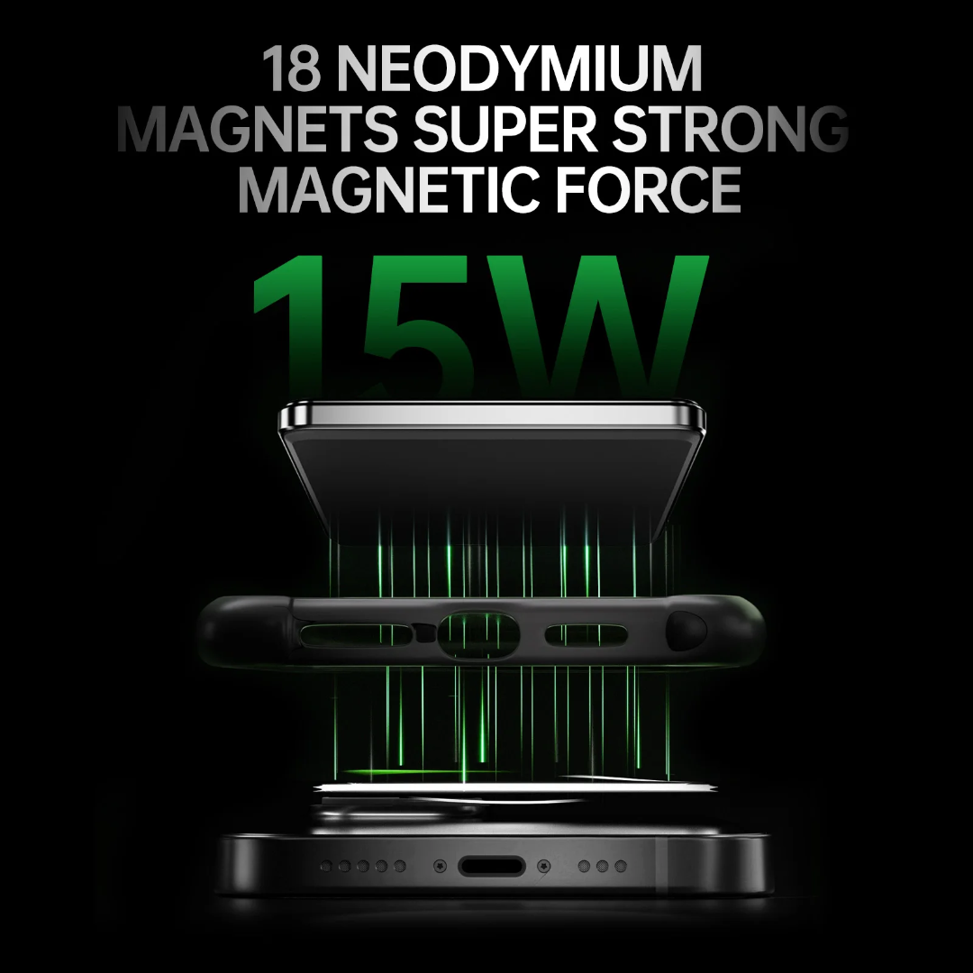 Magnetic Power Bank 10000mAh, Wireless Fast Charging Portable Charger, Foldable Stand Slim Power Bank,for Apple Watch,Mini Battery Pack Compatible for iPhone 12/13/14 Plus/Mini Series (Black)