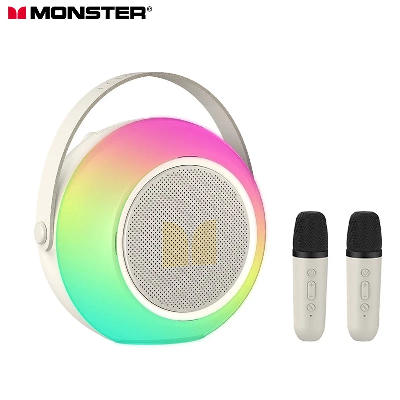Monster Mini M8 Karaoke Machine for Kids Adults, Portable Bluetooth Speakers with 2 Wireless Microphones and Lights