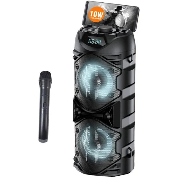 Turbo 25 Karaoke 6800W Dual 8.5'' Bluetooth Speaker Sub Woofer Heavy Bass Sound System Party &Mic